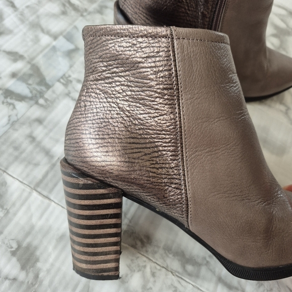 Hispanitas Taupe & Bronze Leather Heeled Ankle Boots - Picture 8 of 12